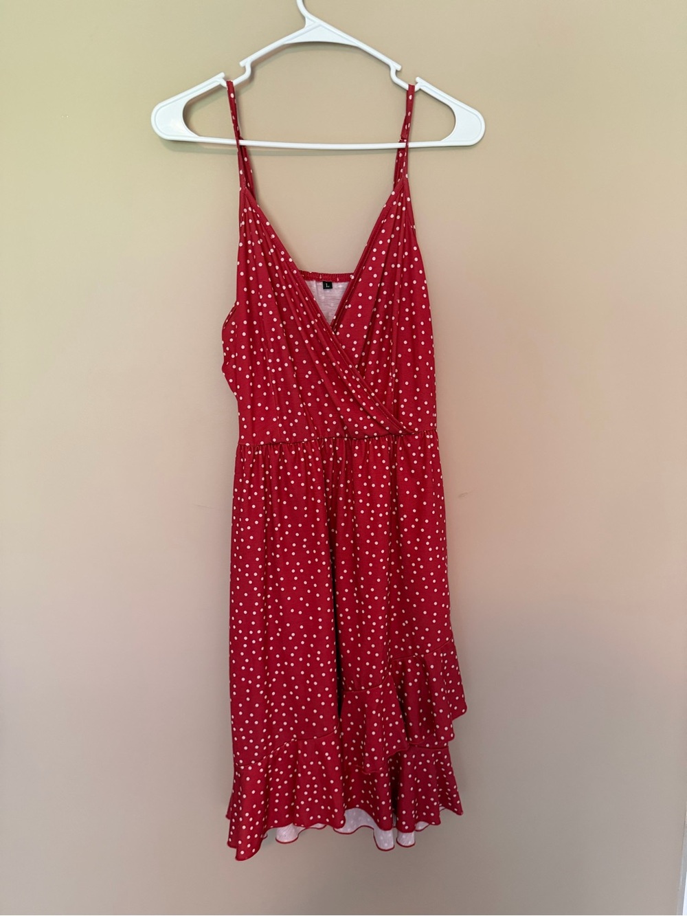 Red Polka Dot Mini Dress with Ruffle Hem